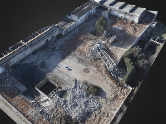 Aerofotogrammetria con drone per ricostruzione modelli 3D - area di demolizione torre piezometrica ex Tintotex - Parabiago - Milano